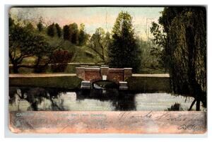 1907 Canton, Ohio West Lawn Cemetery Lake Bridge Raphael Tuck Postcard